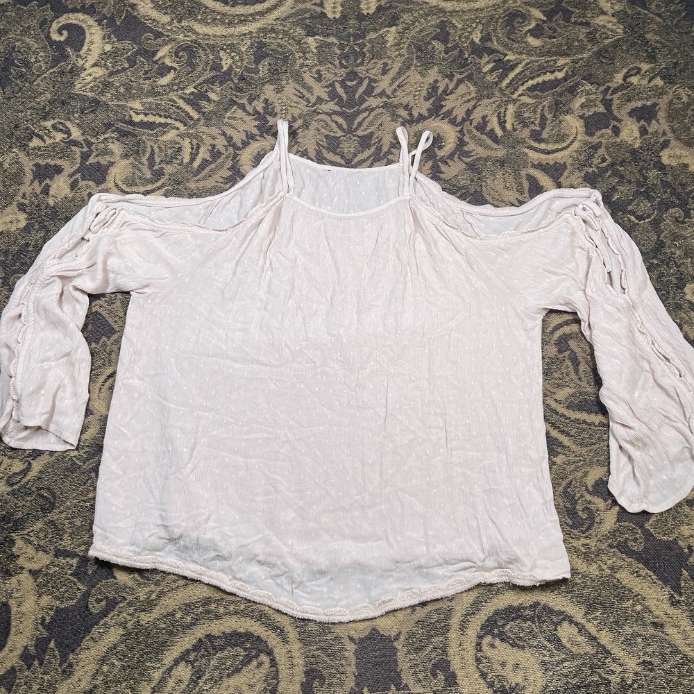 American Eagle Open Shoulder Long Sleeve Top Pink Womens Size XL